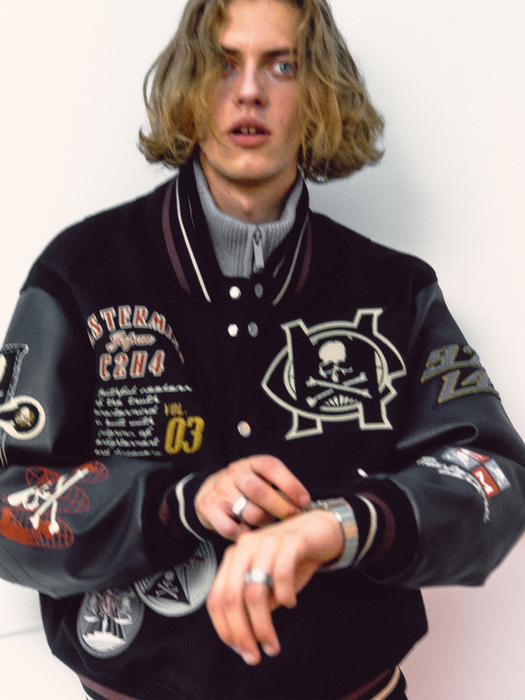 C2H4 x Mastermind JAPAN Vol.3 Curvilinear Varsity Jacket