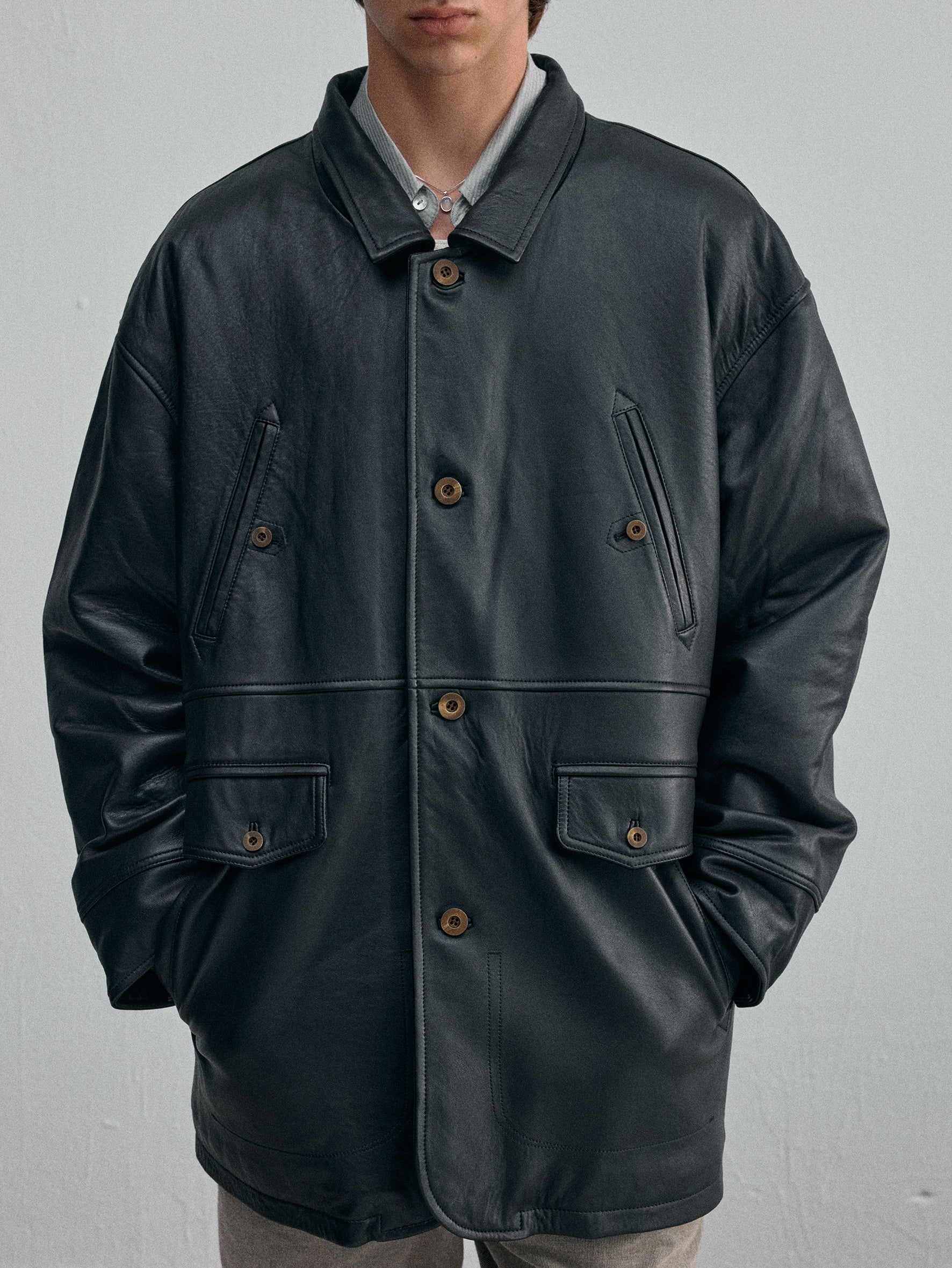 012 - Training Day Alonzo Mid-Length Leather Coat