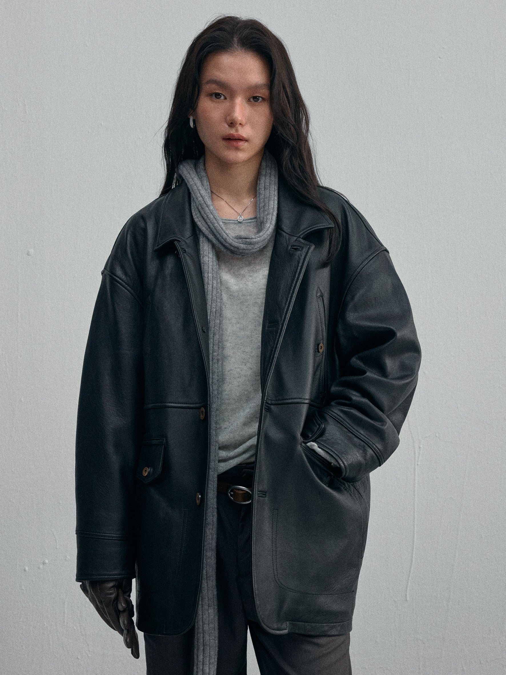012 - Training Day Alonzo Mid-Length Leather Coat