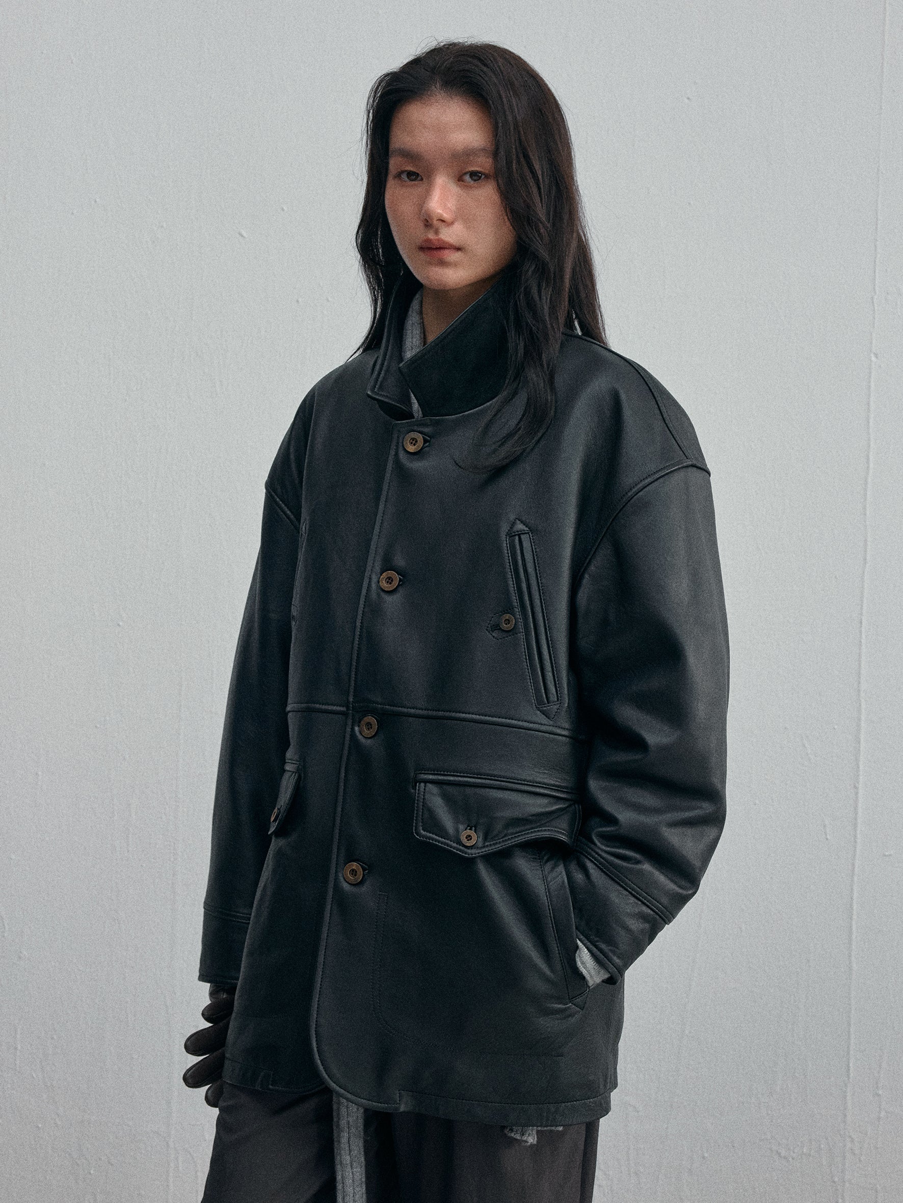 012 - Training Day Alonzo Mid-Length Leather Coat