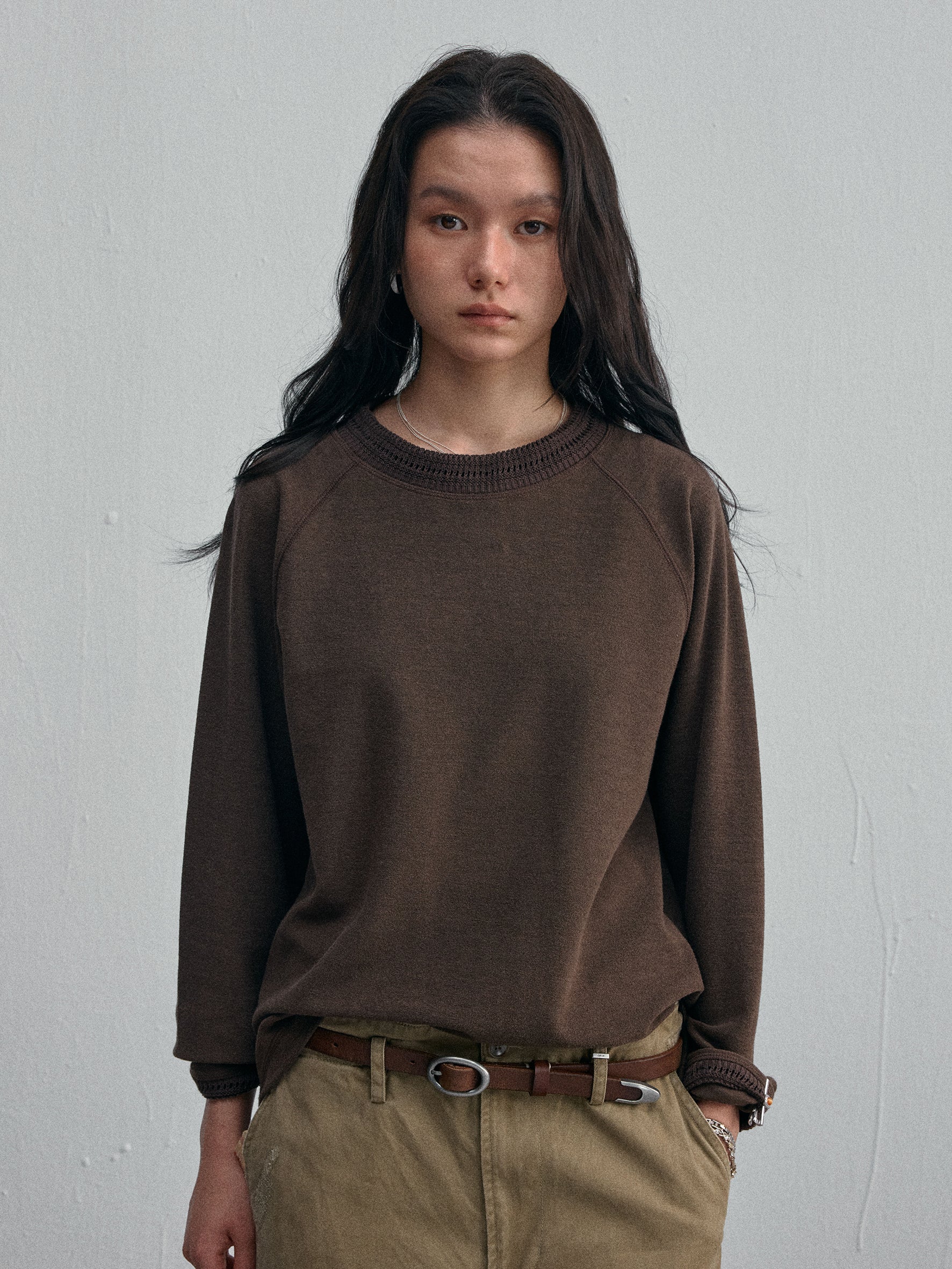 012 - Quiet Wardrobe Soft Knit-Collar Sweatshirt