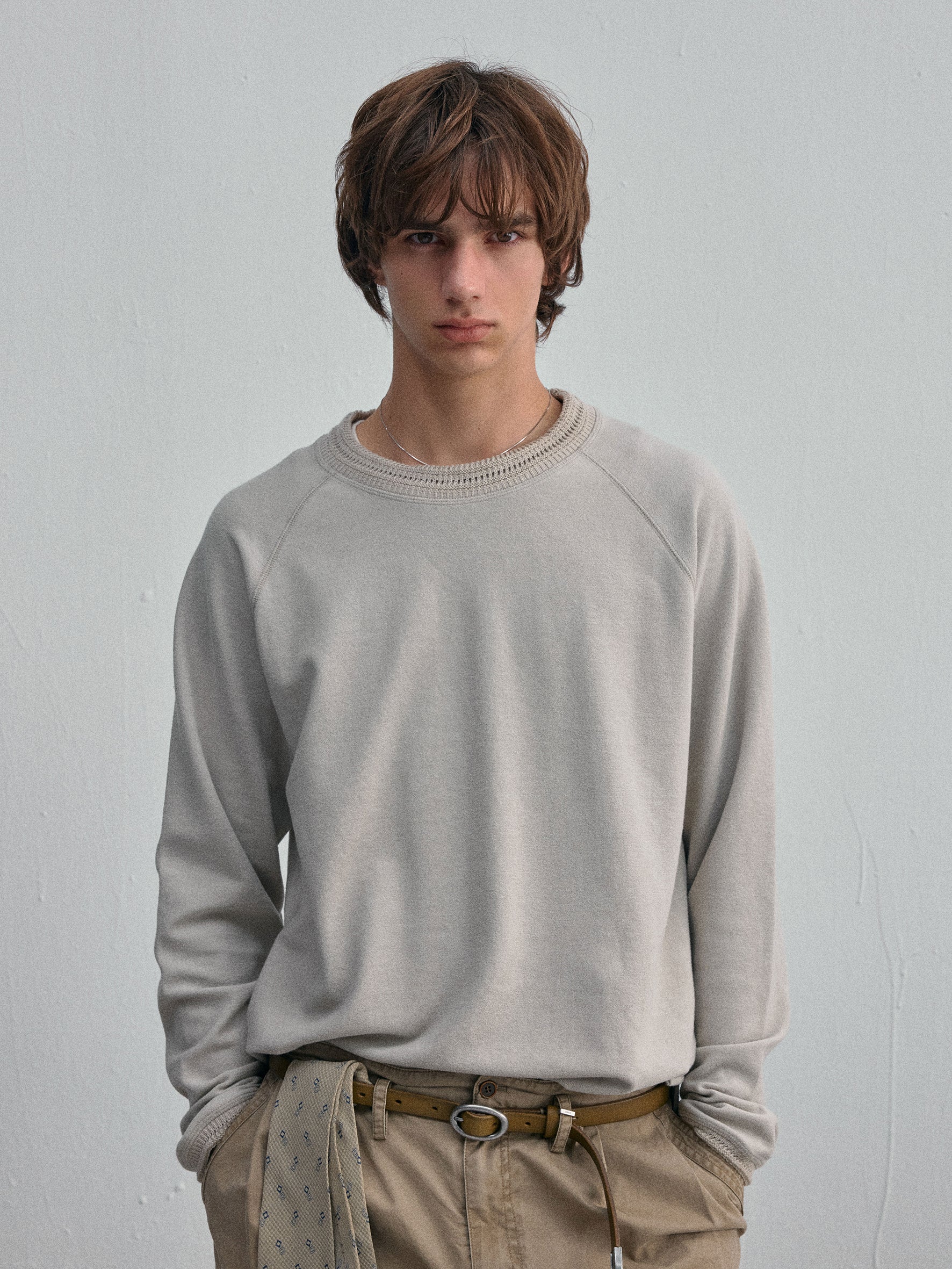 012 - Quiet Wardrobe Soft Knit-Collar Sweatshirt
