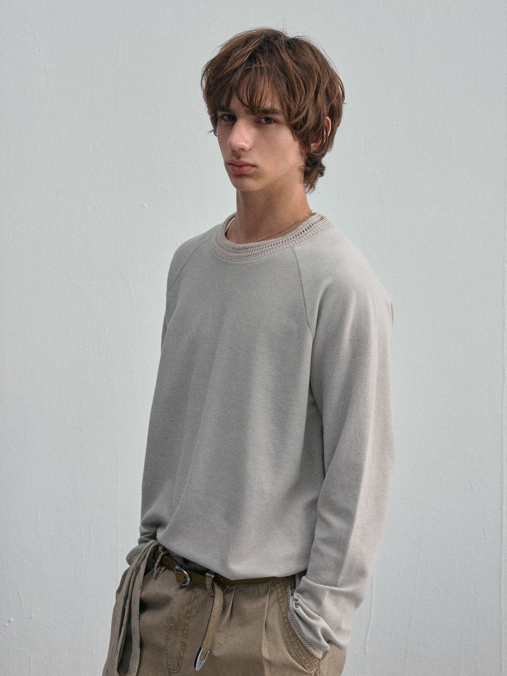 012 - Quiet Wardrobe Soft Knit-Collar Sweatshirt