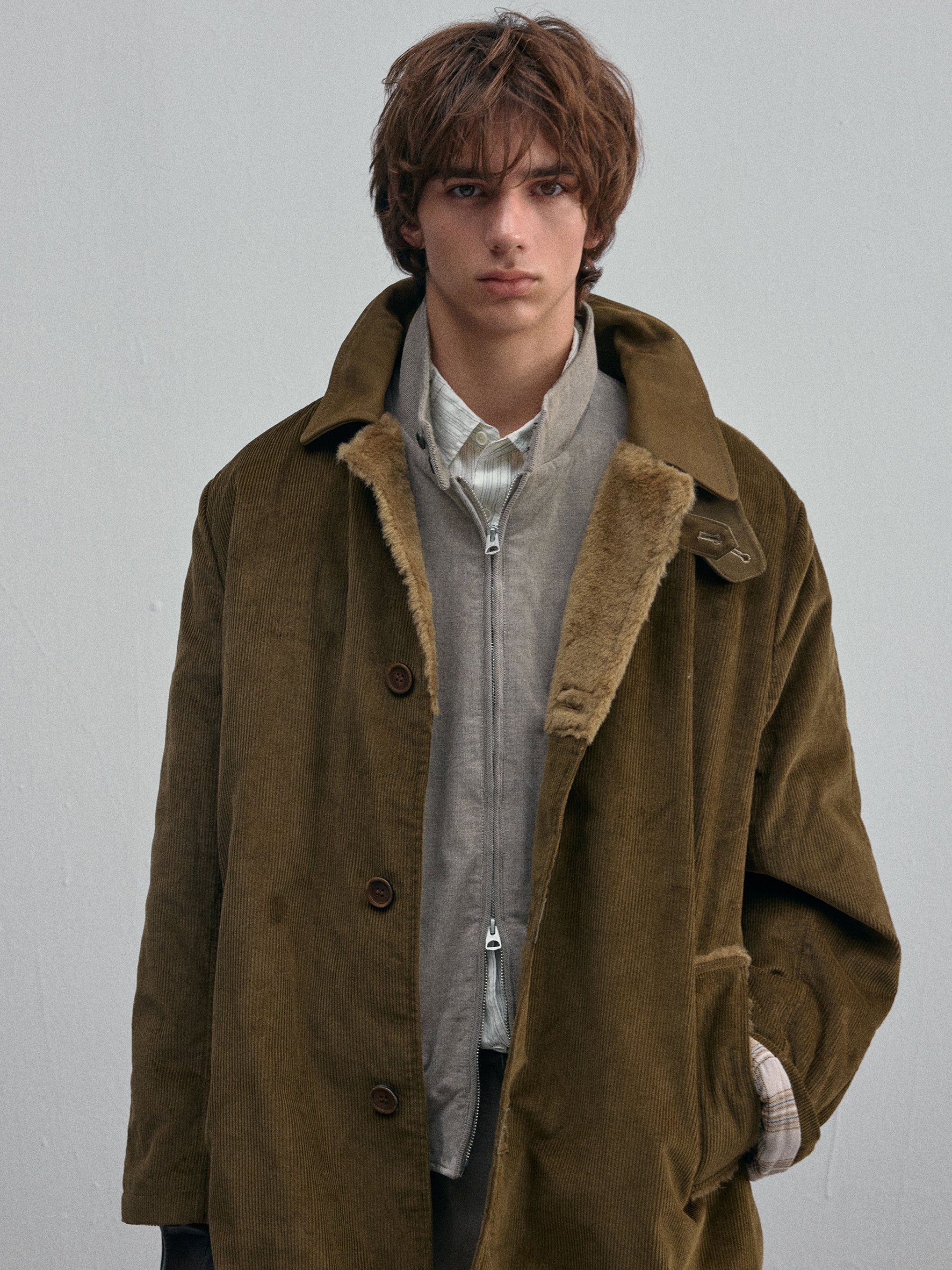 012 - Central Park Corduroy Sherling Coat