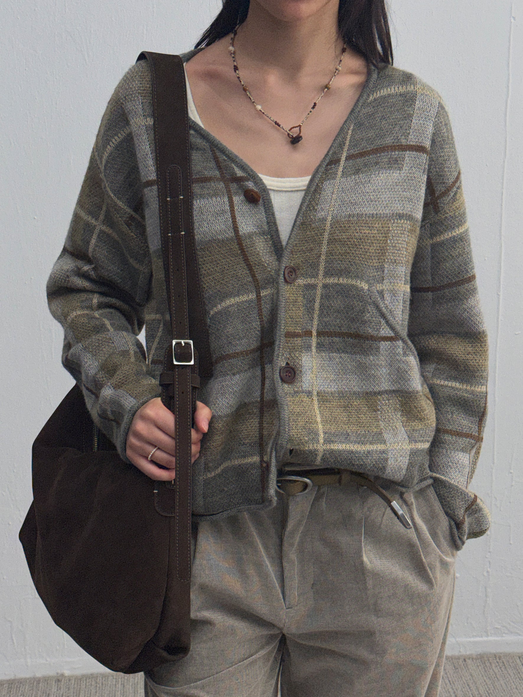012 - Scottish Antique Market Plaid Cardigan