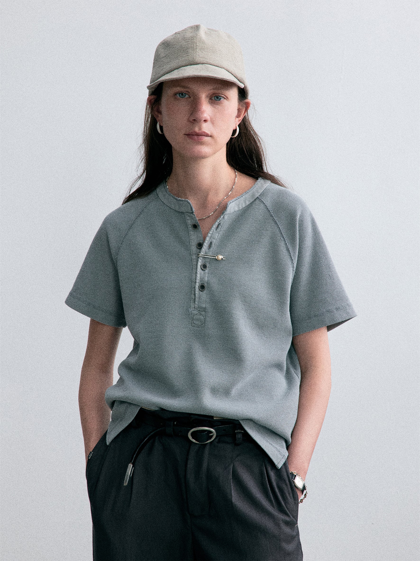012 - Moccasin Memory Textured Short-Sleeve Henley