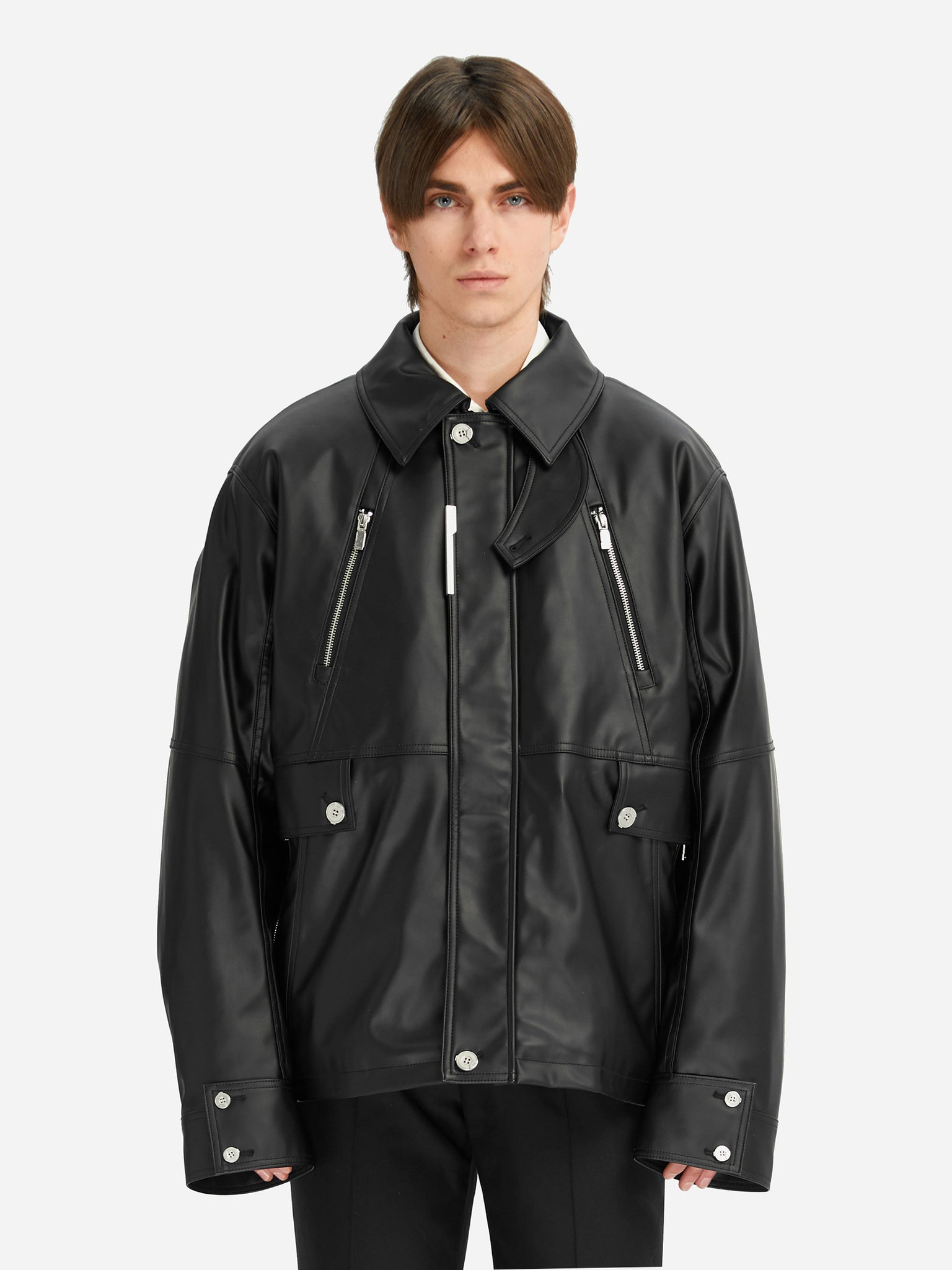 004 - Panelled Faux Leather Quilted Jacket - C2H4®